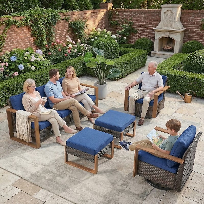 Gymojoy All-Weather Outdoor Sofa Swivel Chair Ottoman Sets