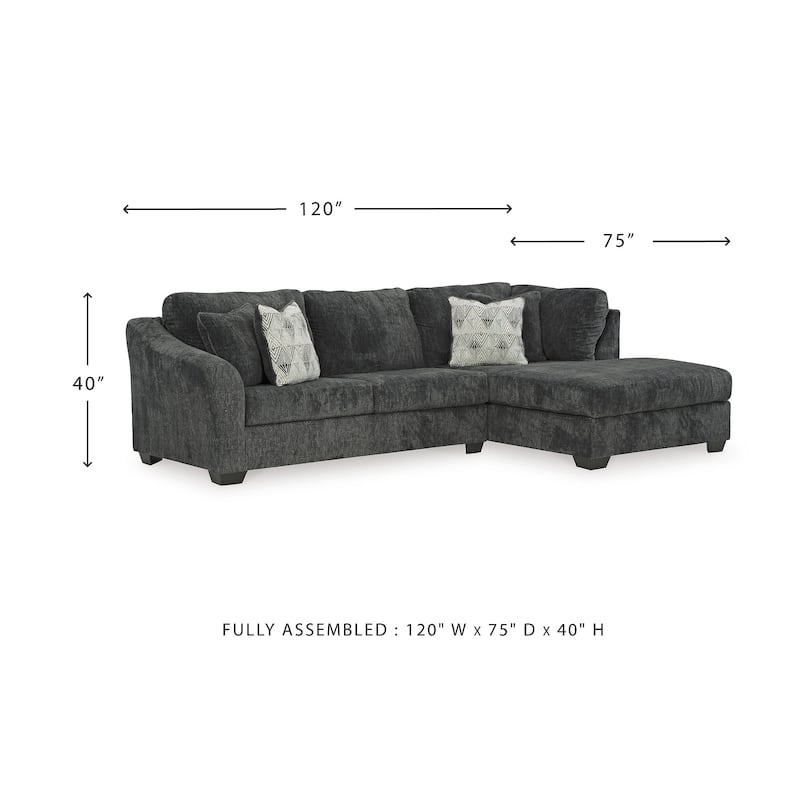 Signature Design by Ashley Biddeford Ebony 2-Piece Sectional with Chaise - 120"W x 75"D x 40"H