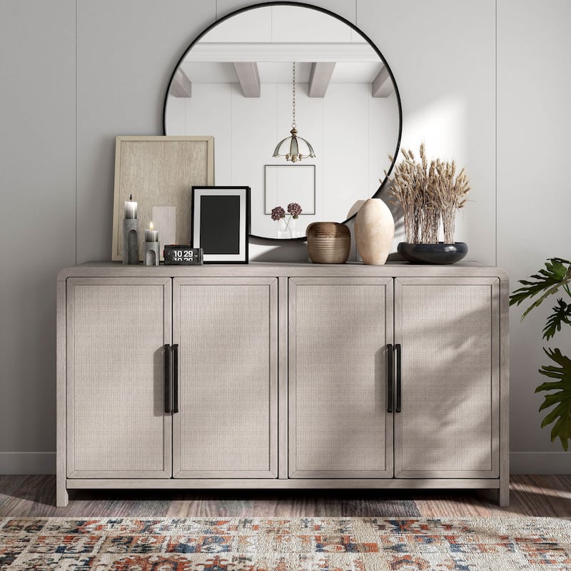 Furniture of America Billet Modern Natural Oak Solid Wood Dining Server Cabinet