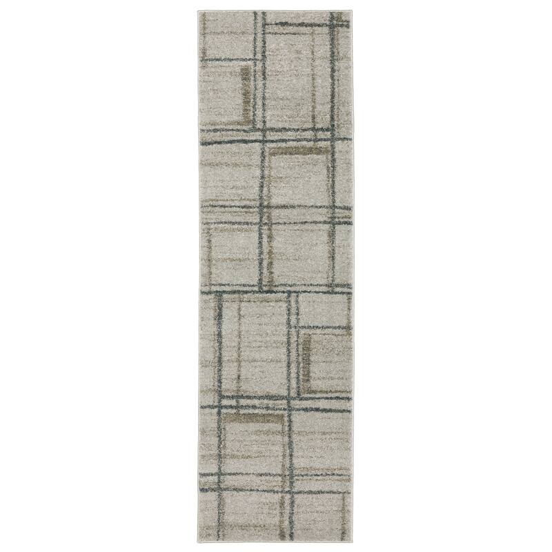 Style Haven Archer Distressed Geometric Grey/ Teal Indoor Area Rug - 2' 3" x 7' 6" - Runner