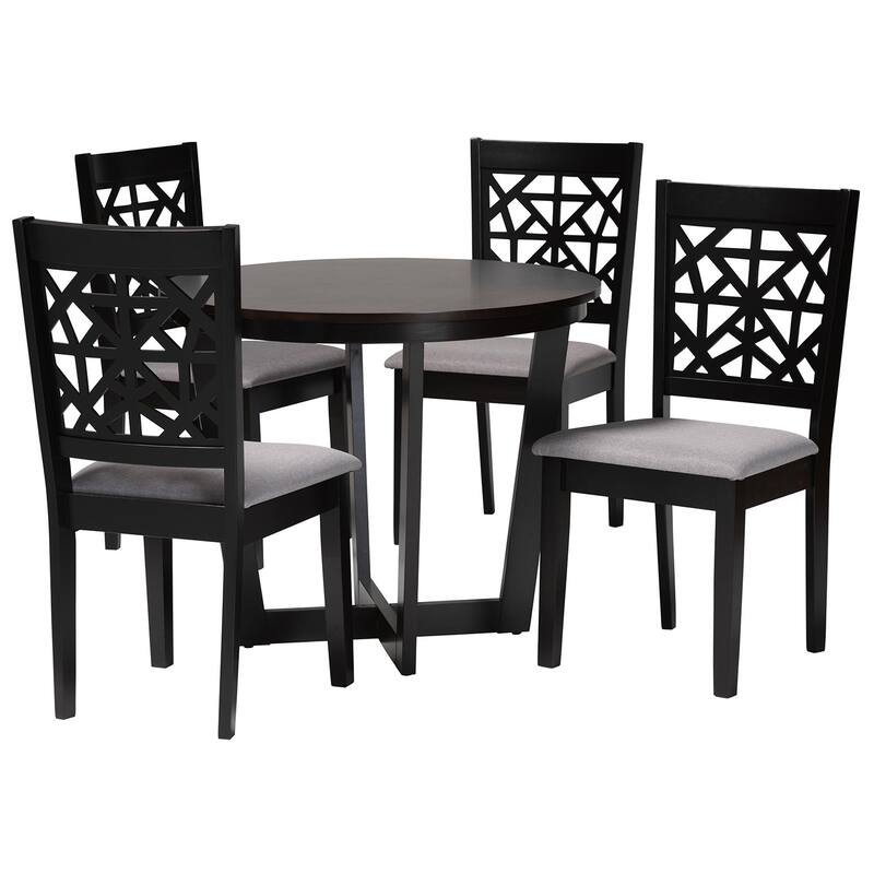 Jamie Moden Wood 5-Piece Dining Set - Grey, Dark Brown
