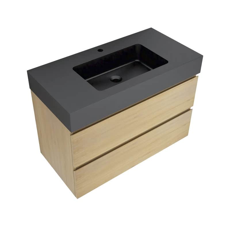 24 in. W x 18 in. D x 25 in. H Single Sink Wall Mounted Bath Vanity for Modern Bathroom Black Sink Basin