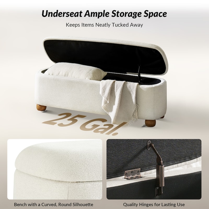 Felipe Modern Storage Bench with Solid Wood Legs by HULALA HOME