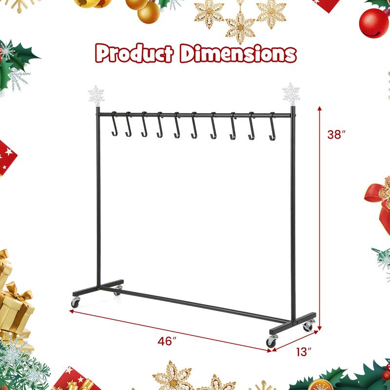 Gymax 10-Hook Christmas Stocking Holder Stand on Wheels w/ 6 Removable - Multi - See Details
