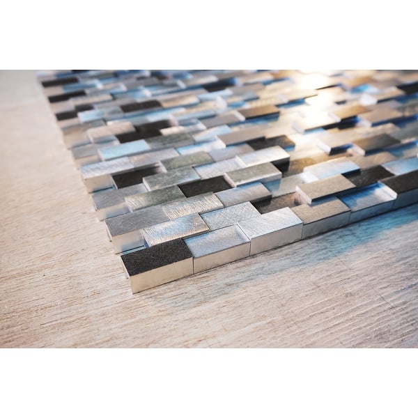 Tilegen Brick Random Sized Metal Mosaic Tile In Silver Grey Wall Tile 10 Sheets 9 6sqft Overstock 27973323