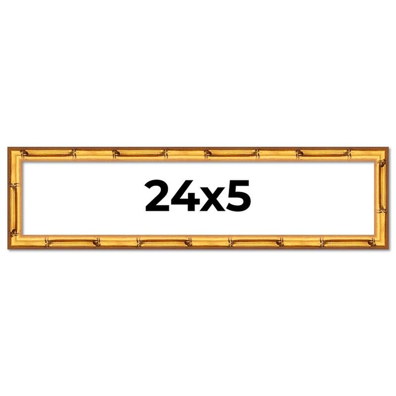 24x5 Frame Gold Bamboo Picture Frame Modern Photo Frame Includes UV Acrylic Shatter Guard Front Acid Free Foam Backing Board