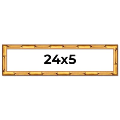 24x5 Frame Gold Bamboo Picture Frame Modern Photo Frame Includes UV Acrylic Shatter Guard Front Acid Free Foam Backing Board