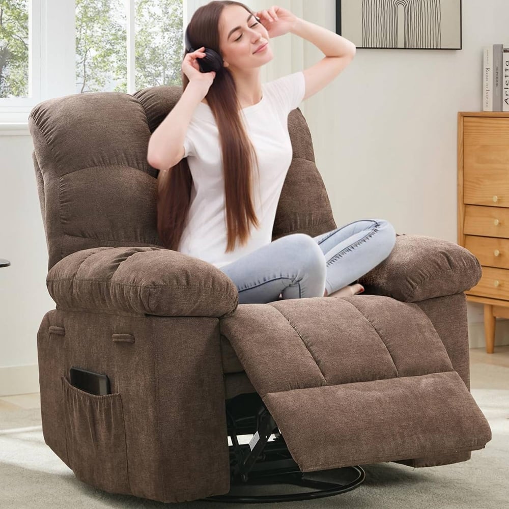Upholstered 360° Swivel Recliner Rocker Chair for Room - 1PC