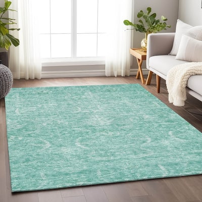 Machine Washable Indoor/ Outdoor Boho Traditional Chantille Rug
