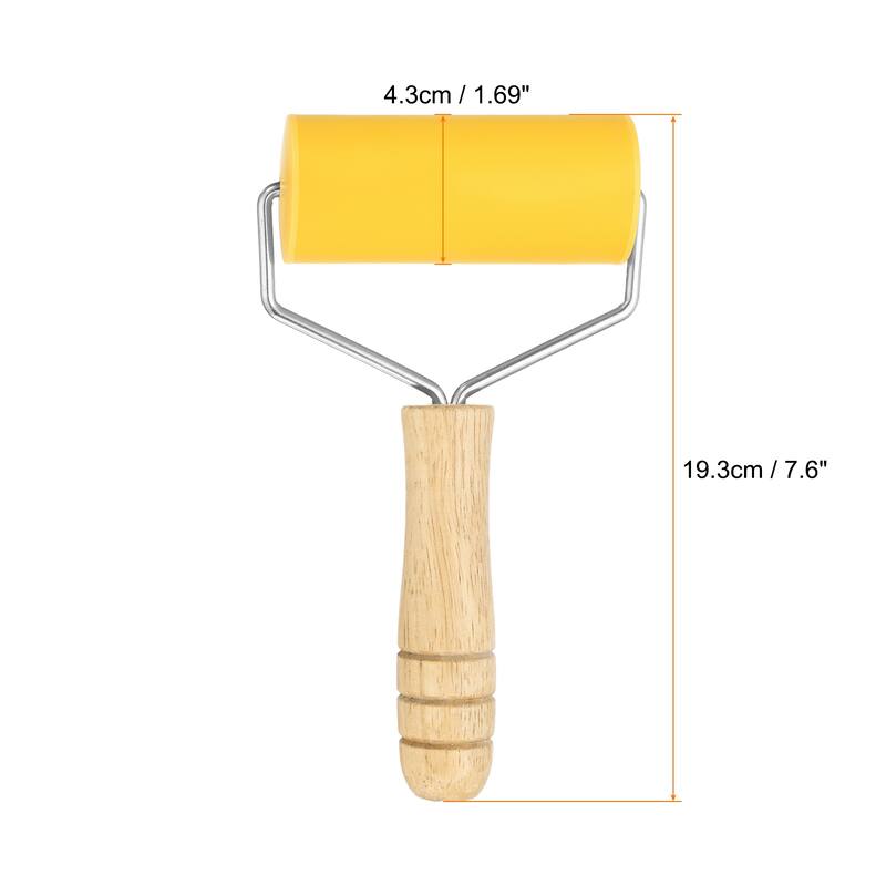 Rolling Pin 7.6" x 1.69" T-Maple Silicone Roller - Yellow