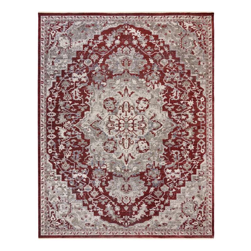 Gertmenian Astris Laval Traditional Red/Beige Medallion Wide Border Polypropylene Area Rug
