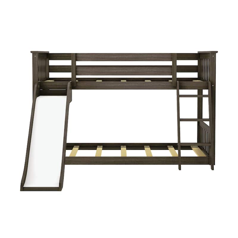 Max and Lily Classic Twin over Twin Low Bunk with Easy Slide and Curtain