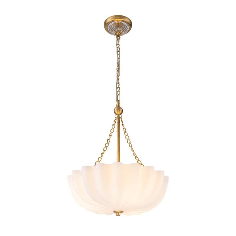 Chic Modern 3-Light Shell Scalloped Glass Chandelier - 15.7 in