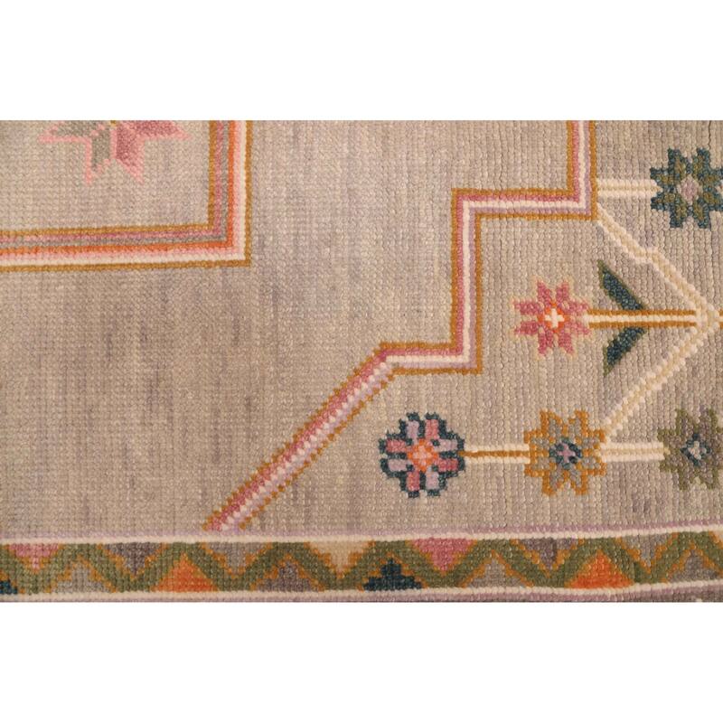 ECARPETGALLERY Hand-knotted Modern Oushak Light Grey Wool Rug - 7'11 x 9'10