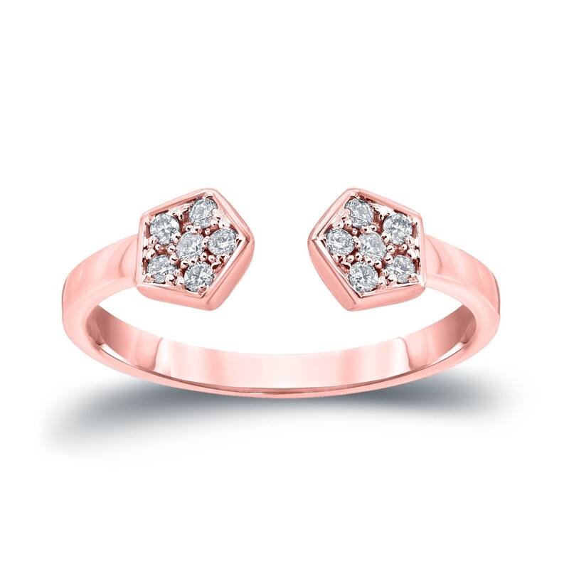 Auriya 14k Gold Stackable Open Hexagon Diamond Ring 1/8ct TW - Rose - 4