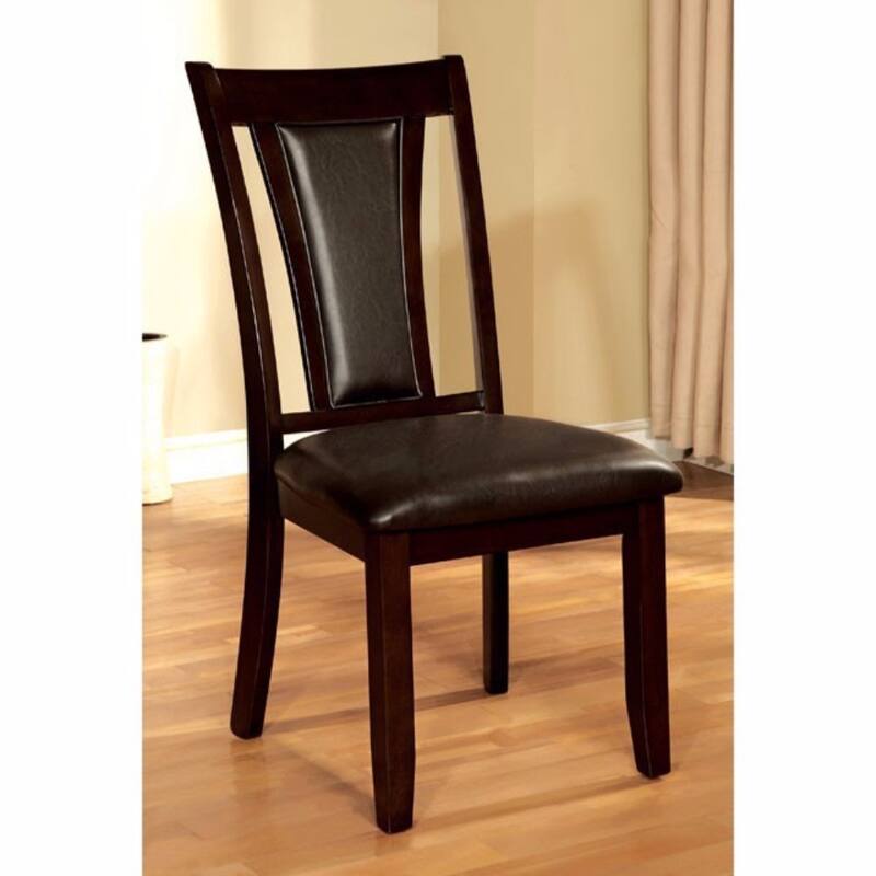 Set of 2 Dark Cherry Wood Side Chairs with Cream Padded Seats - 38.5 H x 19.5 W x 25 L Inches