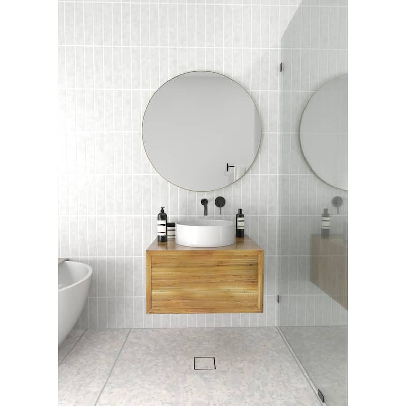 Glass Warehouse Round 32" Stainless Steel Framed Mirror