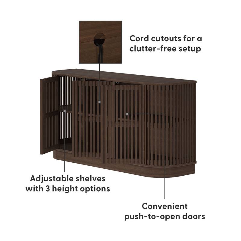 Plank and Beam Contour Curved 3-Door Sideboard/TV Stand