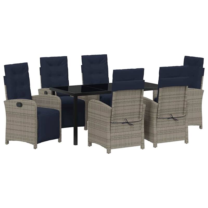 vidaXL Garden Dining Set with Cushion Grey Poly Rattan