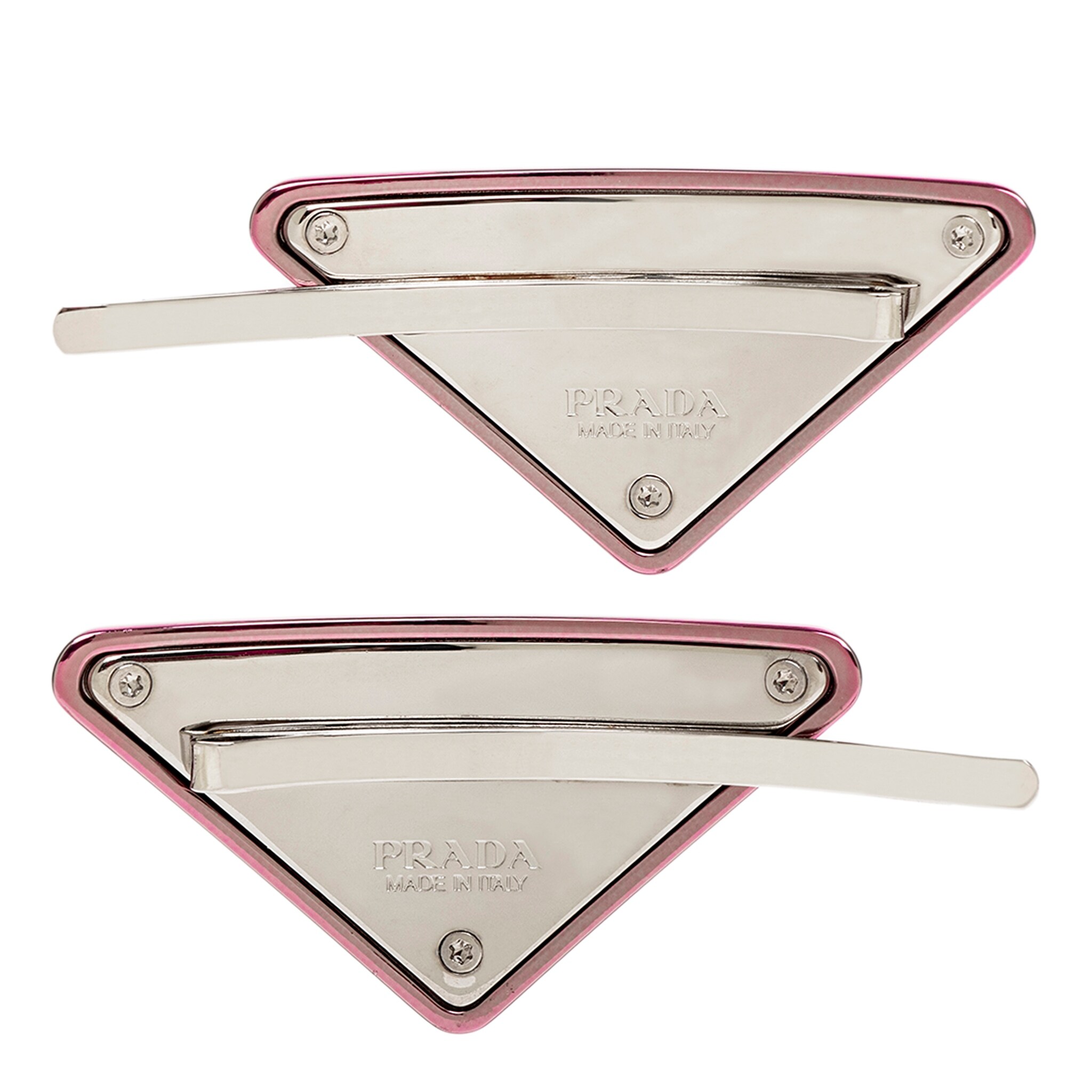 PRADA ピンク トライアングルヘアピン PRADA ピンク トライアングルヘアピン Prada triangle-logo Hair Clips