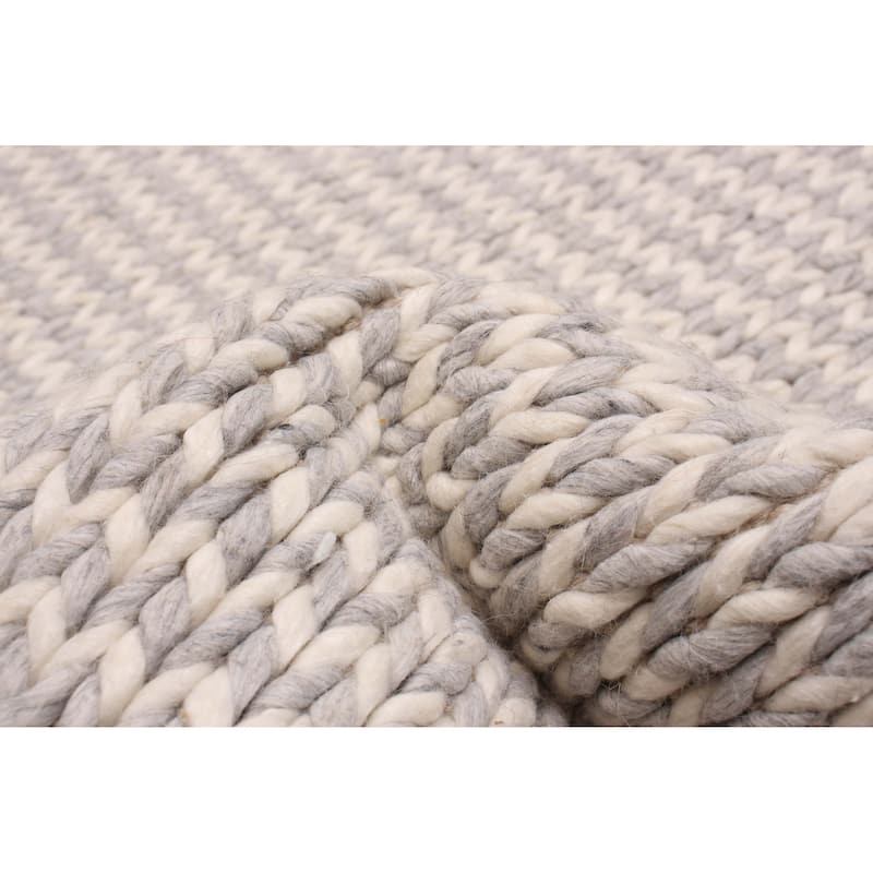 ECARPETGALLERY Braid weave Sienna Grey Wool Rug - 2'3 x 7'6