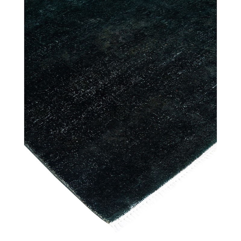 Overton Hand Knotted Wool Vintage Inspired Modern Contemporary Overdyed Green Area Rug - 12' 1" x 18' 2"