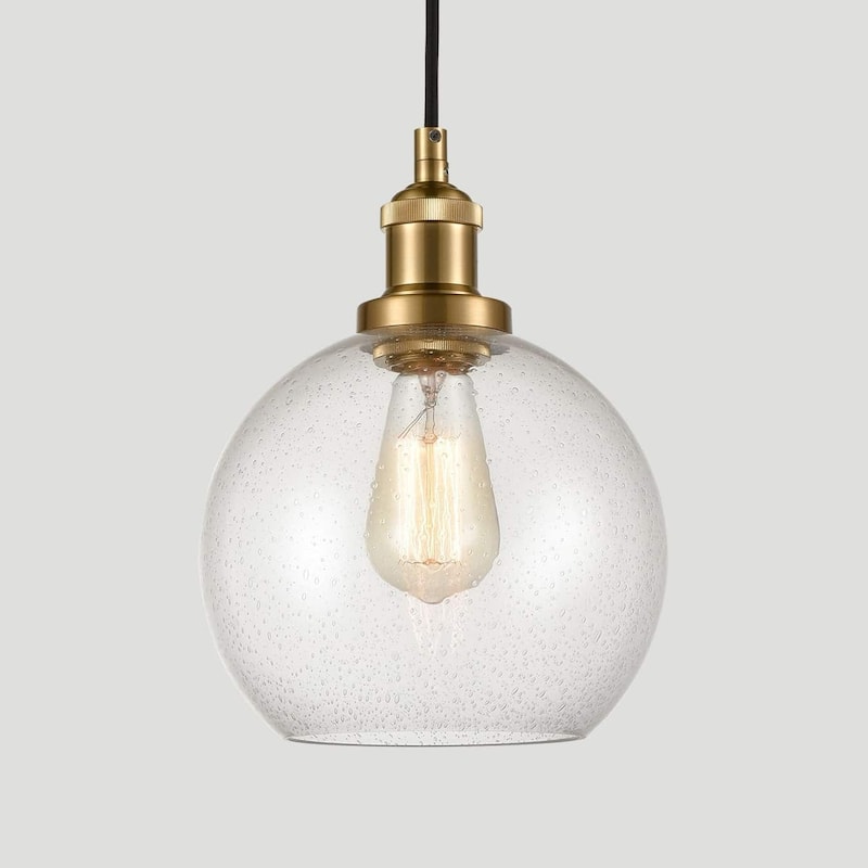 Bellaria Industrial Vintage Bubble Glass Pendant Light Metal Hanging Lighting - Natural Brass