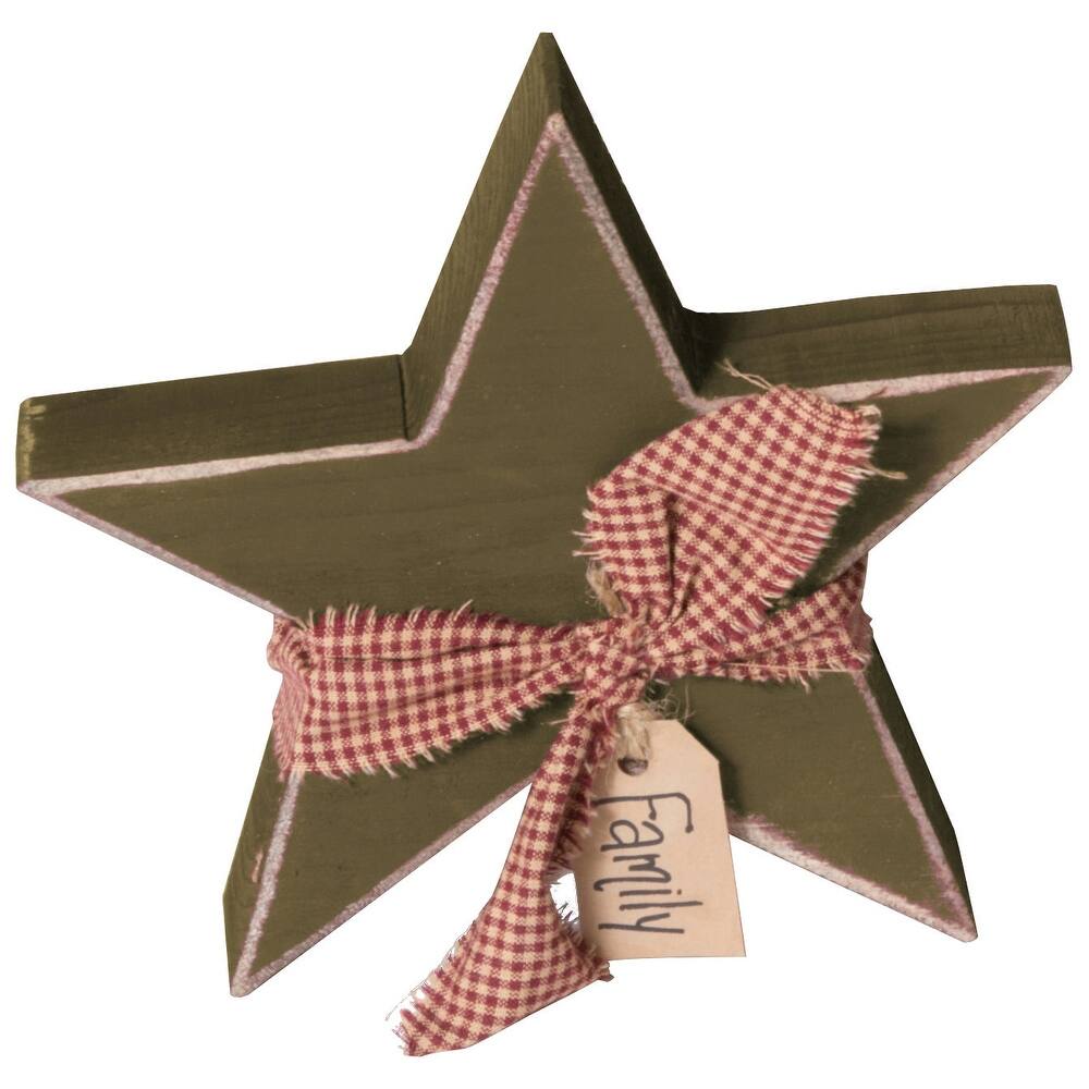 Farmhouse Chunky Star with Tag Decoration