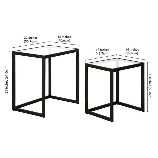 dimension image slide 0 of 3, Rocco Rectangular Nested Side Table - 22" Wide
