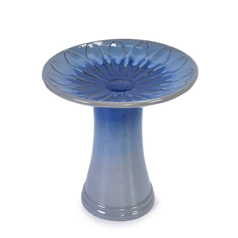 Anmytek Ceramic Bird Bath for Outside Tall Pedestal Glazed Birdbaths