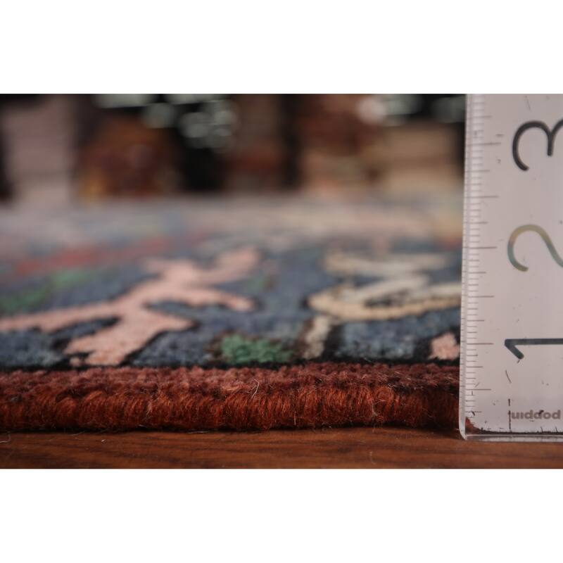 Animals Design Blue Ziegler Large Area Rug Hand-Knotted Wool Carpet - 10'2"x 19'5"