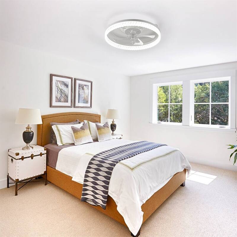 19" Bedroom Fan Light with Remote Control and Reversible DC Motor w/ LED Light