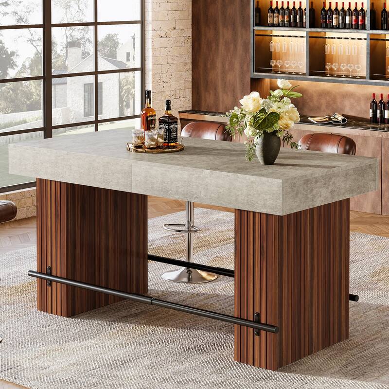 63-Inch Bar Table, Industrial Counter Height Pub Dining Table