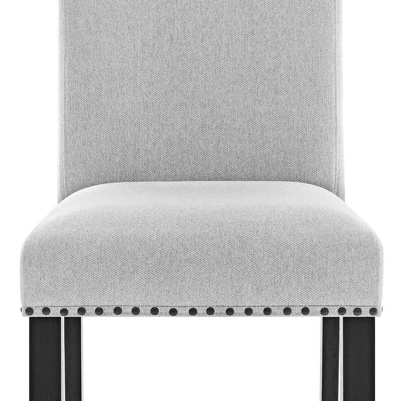 Modern Look 2pc Light Gray Finish Side Chair Fabric Full Back Upholstered Seat Nailhead Trim Accent Dining Room Wooden F