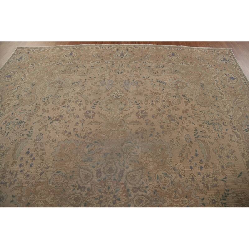 Distressed Tabriz Persian Vintage Rug Handmade Oriental Wool Carpet - 9'6" x 12'9"