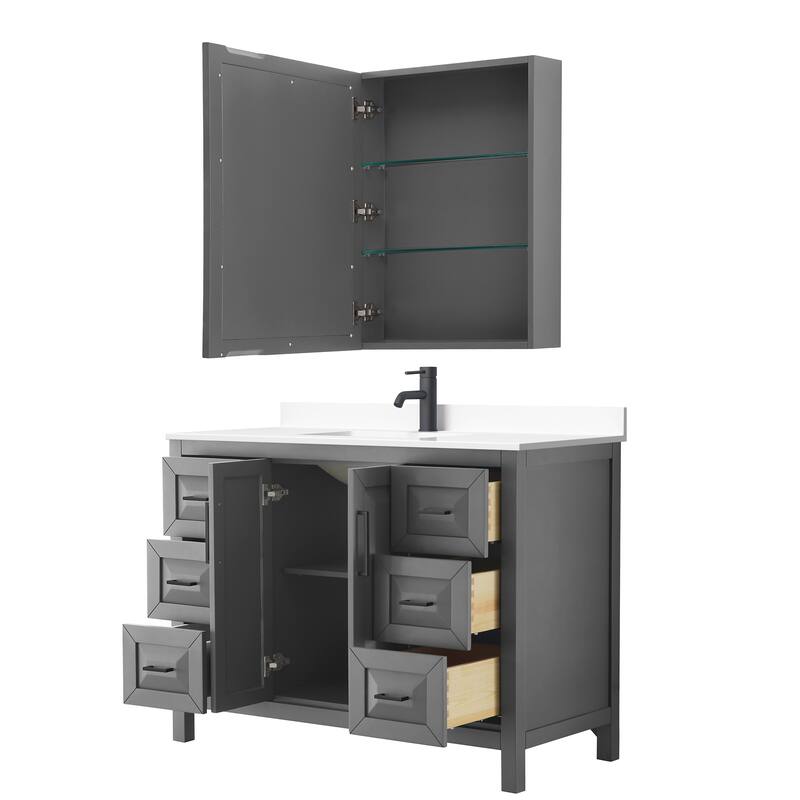 Daria 48 Inch Single Vanity, Cultured Marble Top, Medicine Cabinet