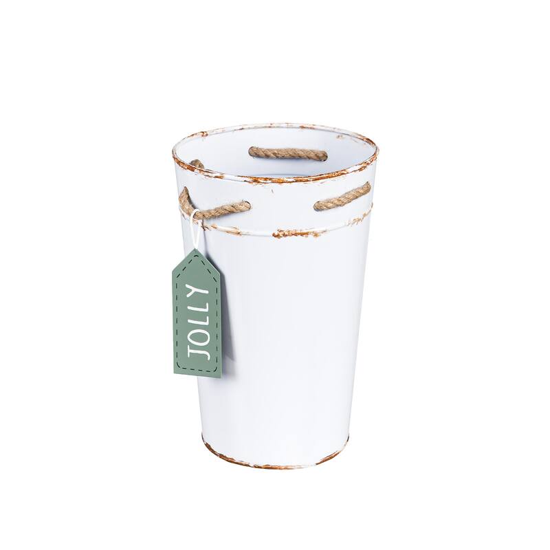 French Bucket with Holiday Tag on Robe Metal Planter (3-Pack)