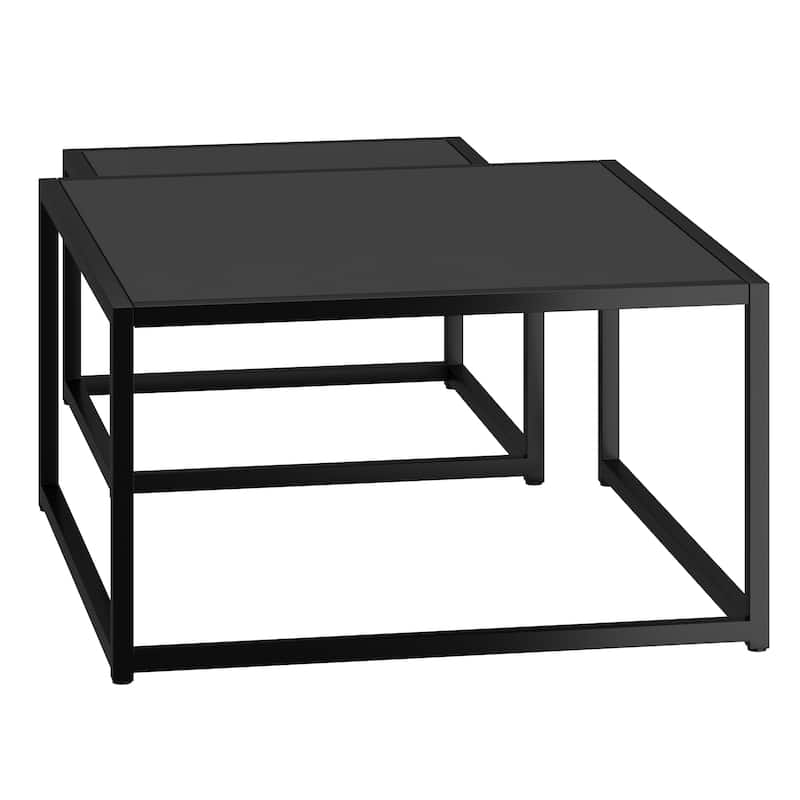Contemporary Metal and Engineered Wood 2pc Coffee Table - Black