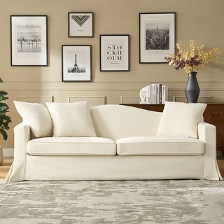 Antonio Transitional 83.5" Slipcovered Sofa with Curved Back by HULALA HOME