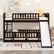 preview thumbnail 3 of 34, Twin Over Twin Wooden Bunk Bed,Low Bunk Bed with Built-In Ladders and Slides