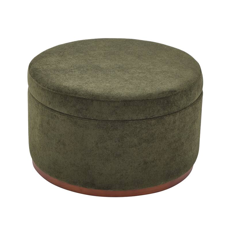 Christopher Knight Home - Rowan Modern Round Upholstered Storage Ottoman with Wood Base