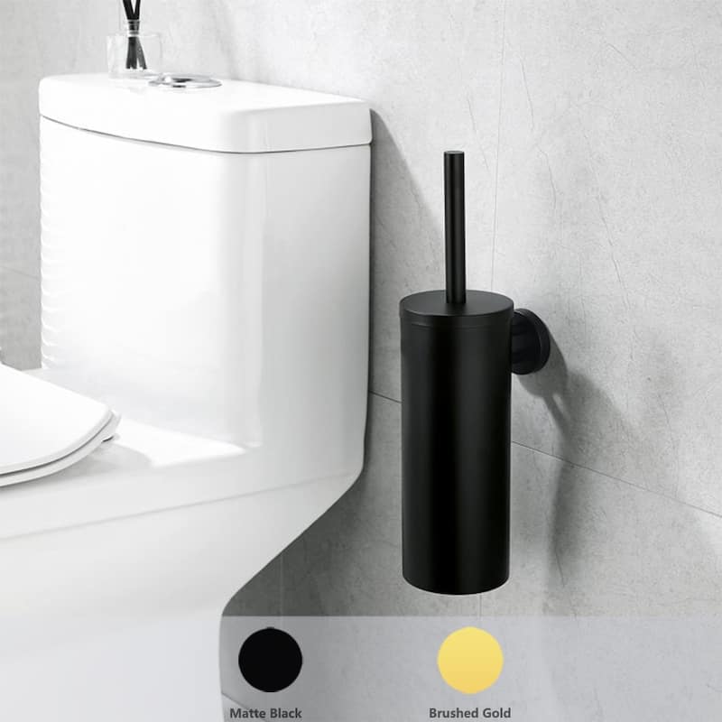 14" Stainless Steel Toilet Brush and Holder Toilet Brush Holder Set - N/A
