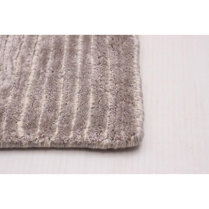 ECARPETGALLERY Hand Loomed Shimmer Grey Viscose, Wool Rug - 7'10 x 9'8
