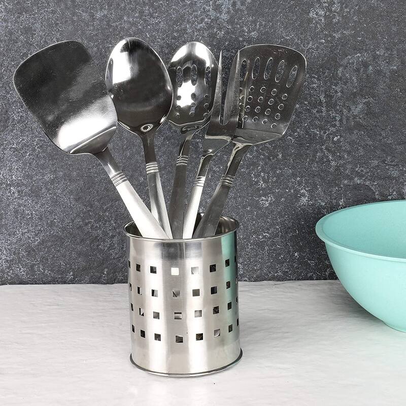 Chef Craft Stainless Steel Solid Spatula Turner & Ladle Set with Attractive Brushed Finish Handle