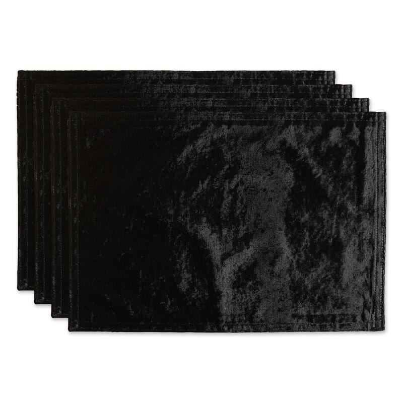 Rectangular Velour Placemats - 19" - Black - Set of 4