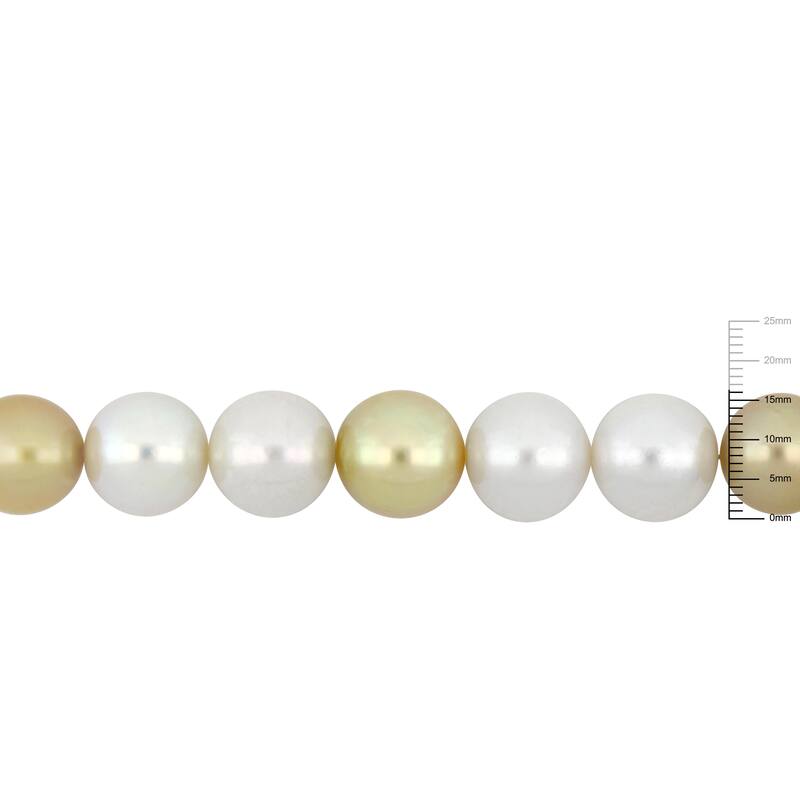 Miadora 12.5-16mm South Sea Cultured Pearl Diamond Accent Necklace with in 14k Yellow Gold