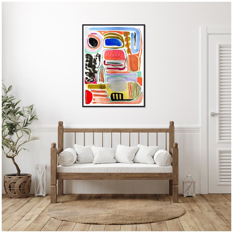 Kate and Laurel Sylvie Abstract 09 Framed Canvas by Emma Daisy