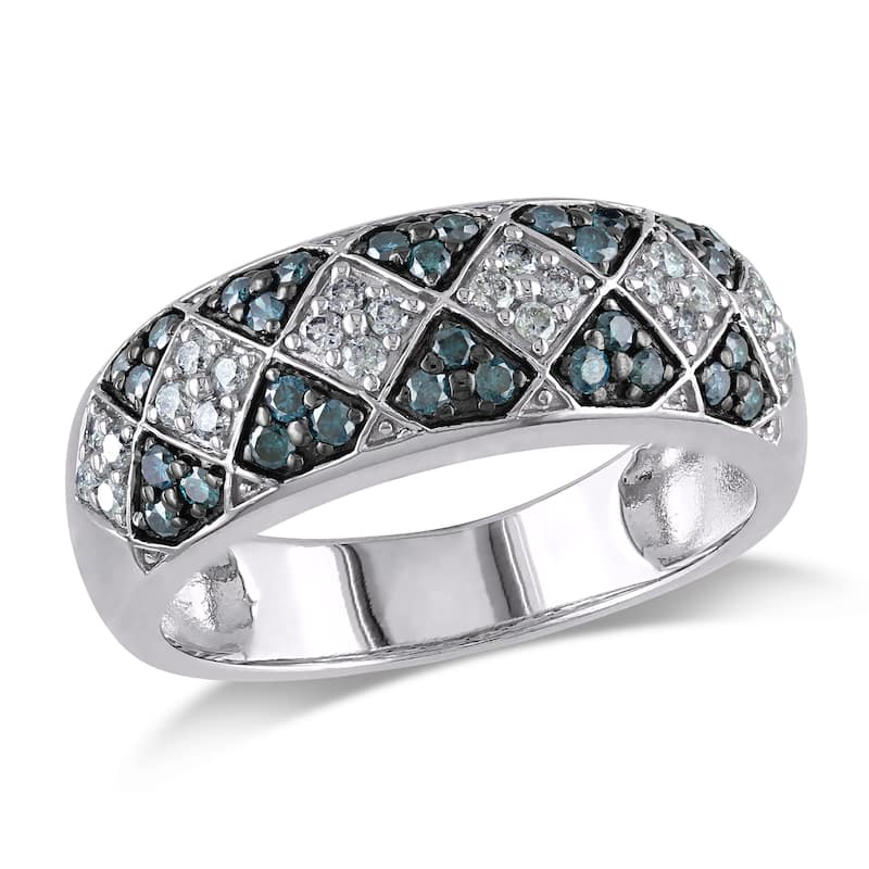 Miadora 1/2ct TDW Blue and White Diamond Ring in Sterling Silver