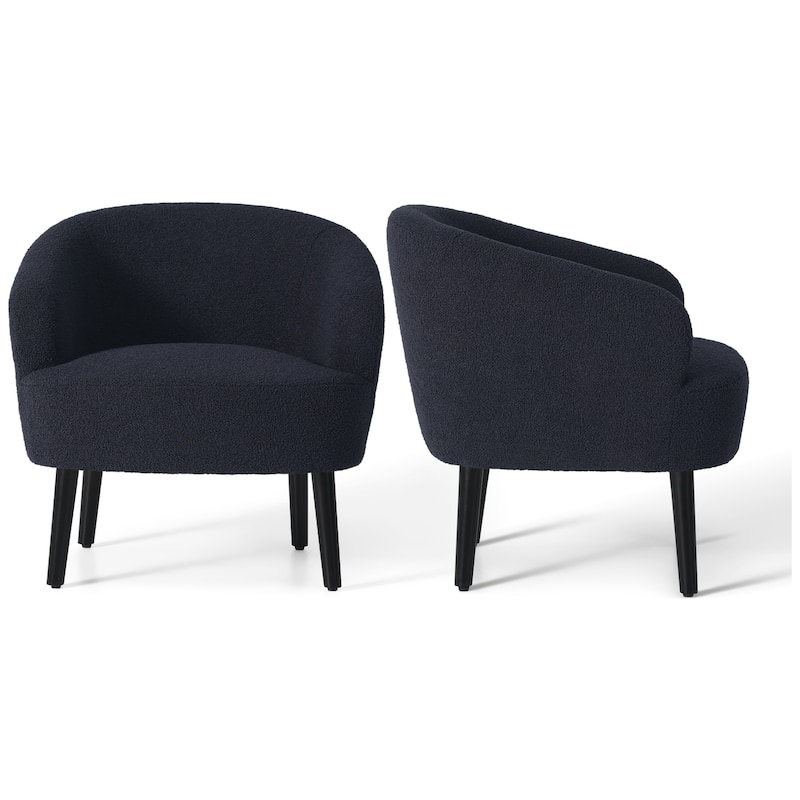 Bayville Sherpa Polyester Upholstered Faux Shearling Barrel Chair - (Set of 2)