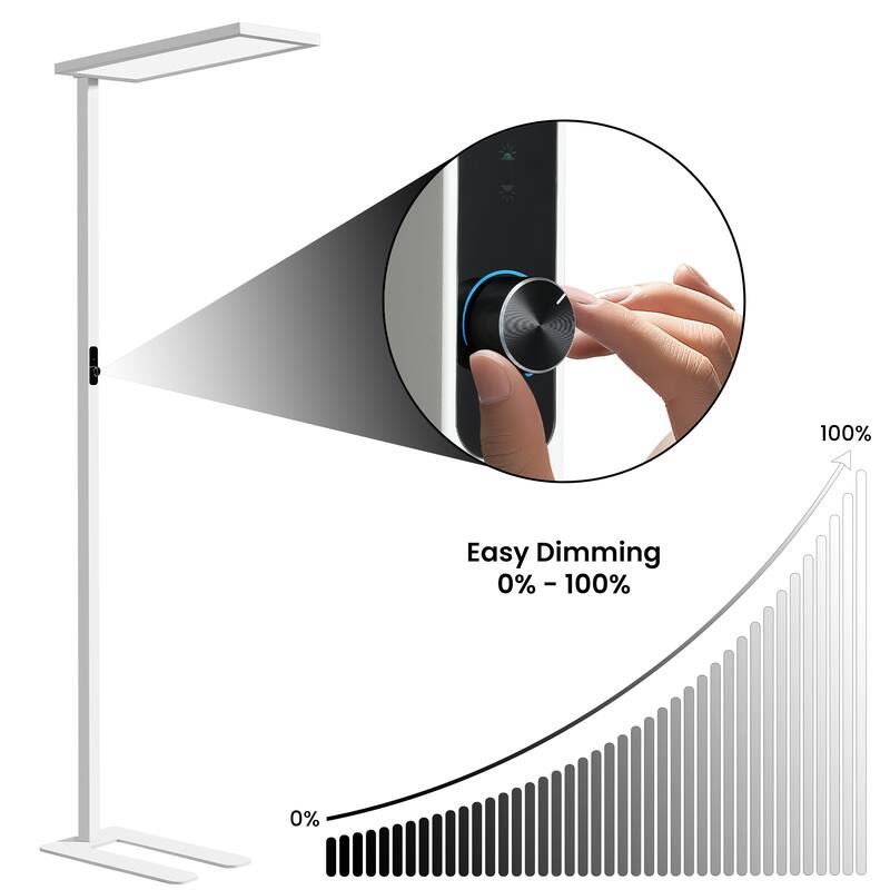 98-In Dimmable LED Reading Floor Lamps 4000K Simple Aluminum Body include LED Bulb-White